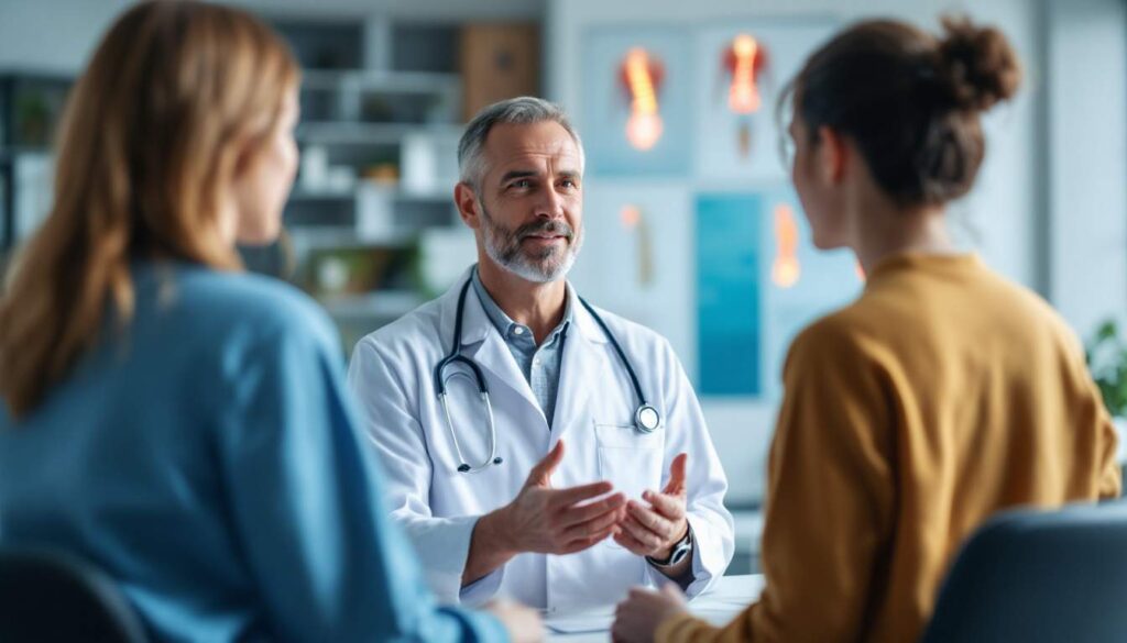 medico hablando con unas pacientes