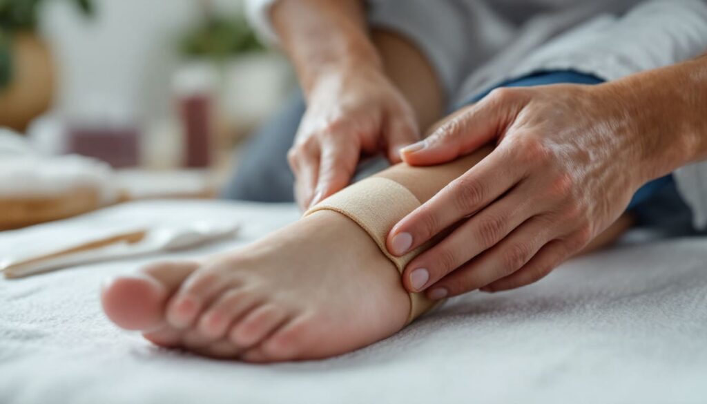 persona masajeando pie por dolor